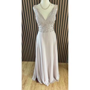 Adrianna Papell pink made of honor bridesmaid dress fancy classy elegant maxi
